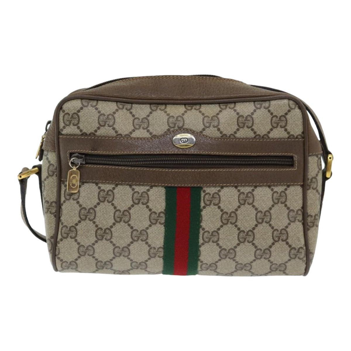 GUCCI GG Supreme Web Sherry Line Shoulder Bag PVC Beige 63 02 004 Auth 83661