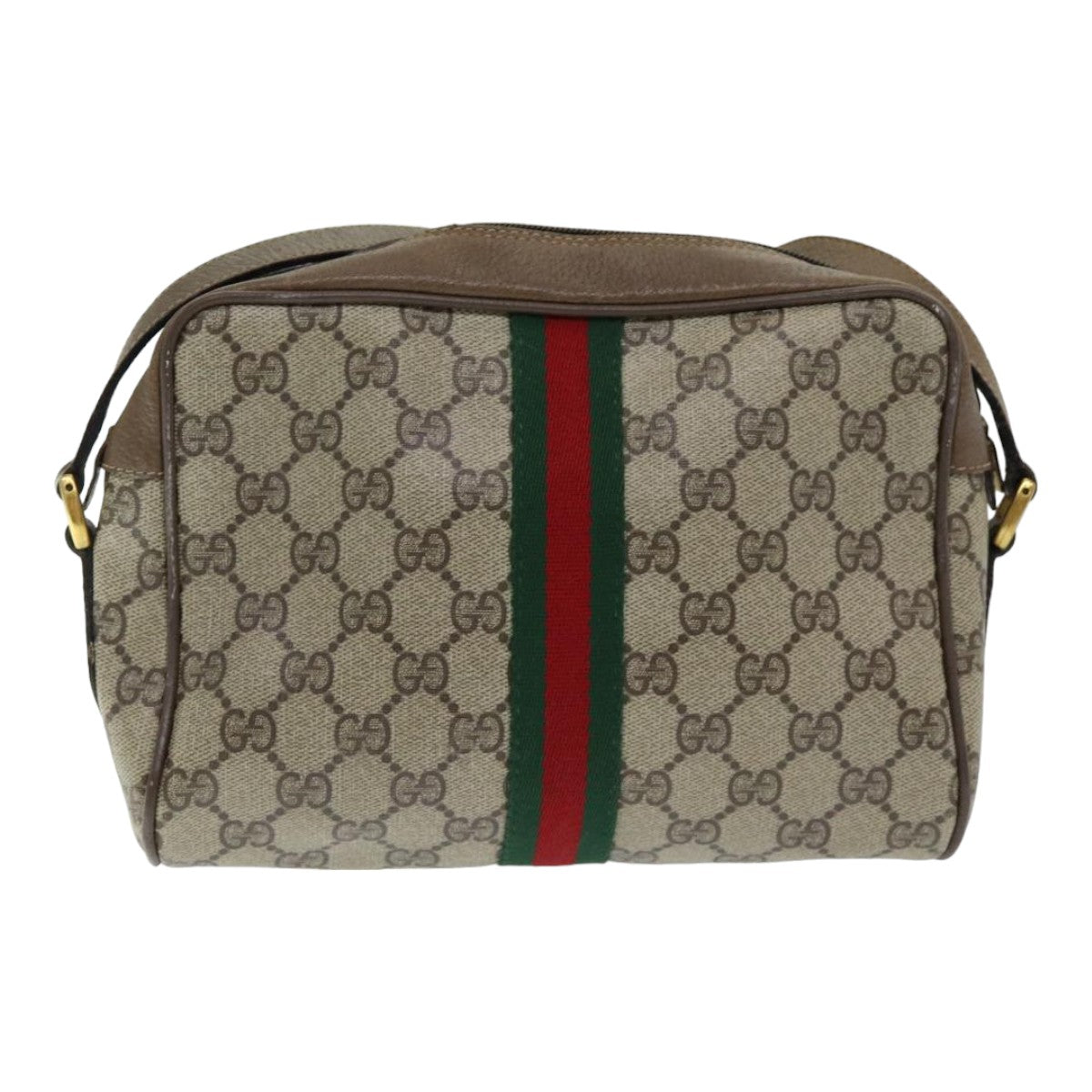 GUCCI GG Supreme Web Sherry Line Shoulder Bag PVC Beige 63 02 004 Auth 83661