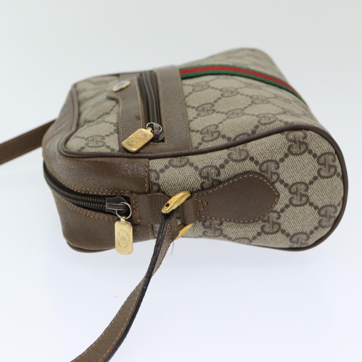 GUCCI GG Supreme Web Sherry Line Shoulder Bag PVC Beige 63 02 004 Auth 83661