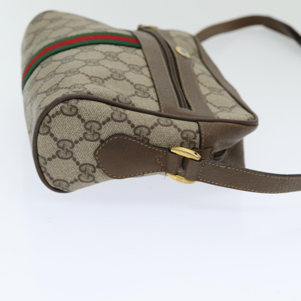 GUCCI GG Supreme Web Sherry Line Shoulder Bag PVC Beige 63 02 004 Auth 83661