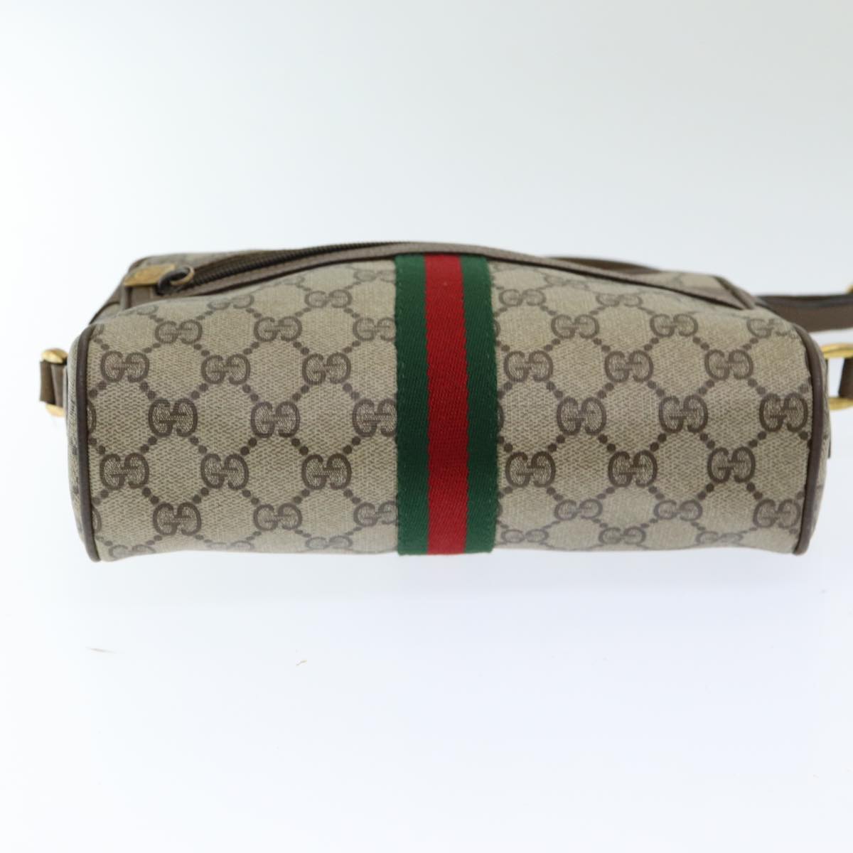 GUCCI GG Supreme Web Sherry Line Shoulder Bag PVC Beige 63 02 004 Auth 83661