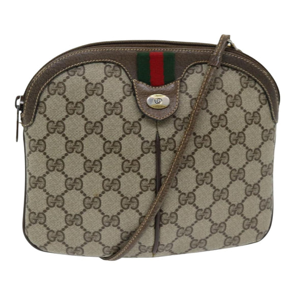 GUCCI GG Supreme Web Sherry Line Shoulder Bag PVC Beige 904 02 047 Auth 83663
