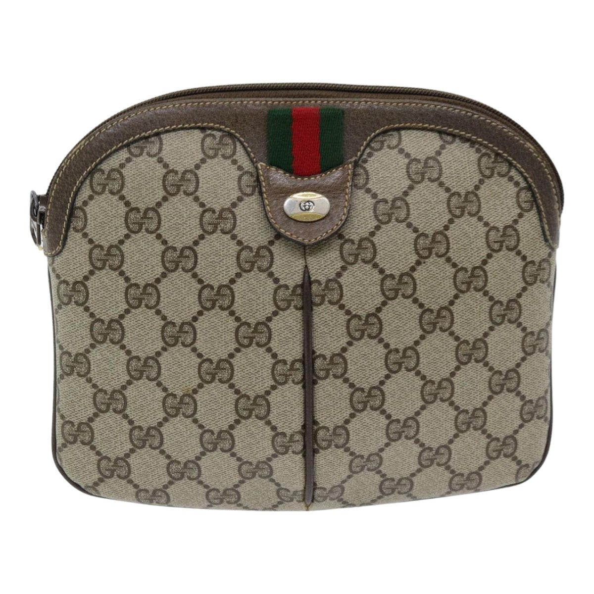 GUCCI GG Supreme Web Sherry Line Shoulder Bag PVC Beige 904 02 047 Auth 83663