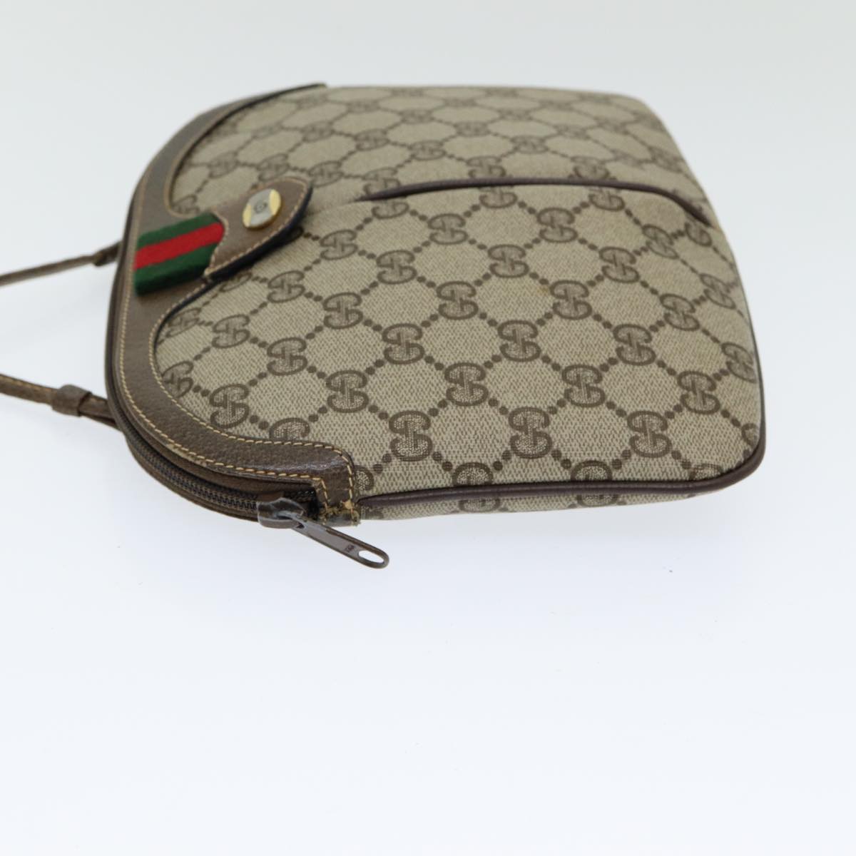 GUCCI GG Supreme Web Sherry Line Shoulder Bag PVC Beige 904 02 047 Auth 83663