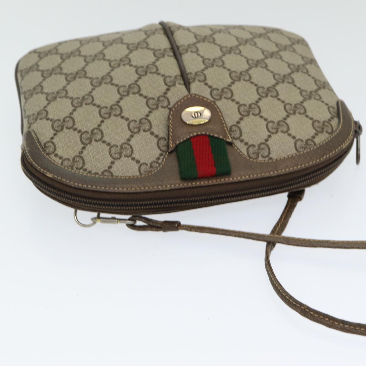 GUCCI GG Supreme Web Sherry Line Shoulder Bag PVC Beige 904 02 047 Auth 83663