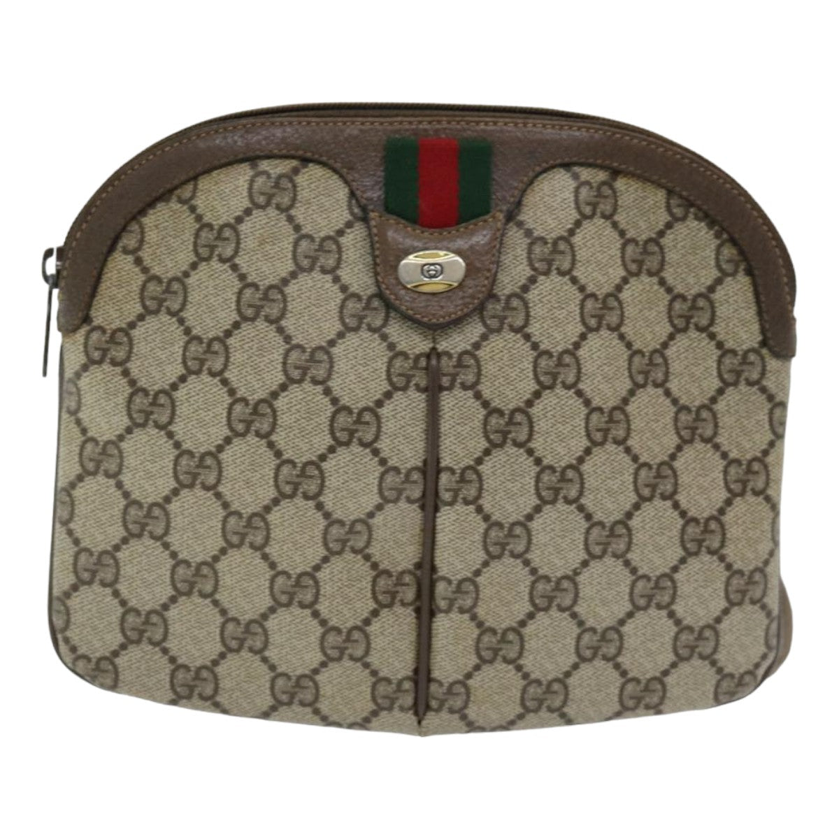 GUCCI GG Supreme Web Sherry Line Shoulder Bag PVC Beige 904 02 047 Auth 83664