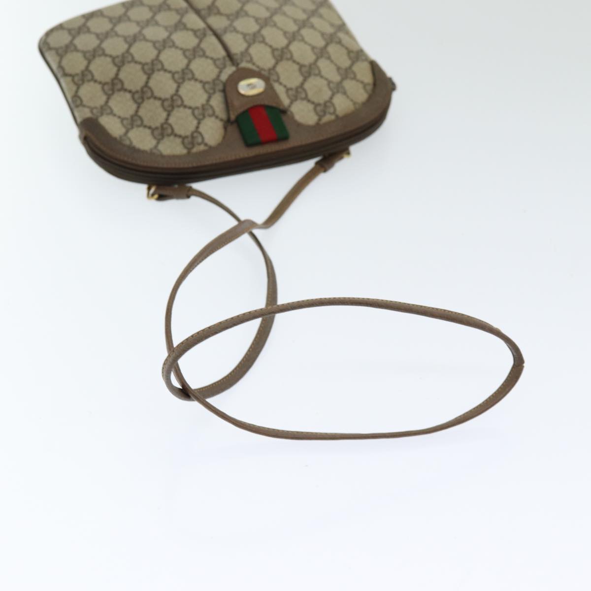 GUCCI GG Supreme Web Sherry Line Shoulder Bag PVC Beige 904 02 047 Auth 83664