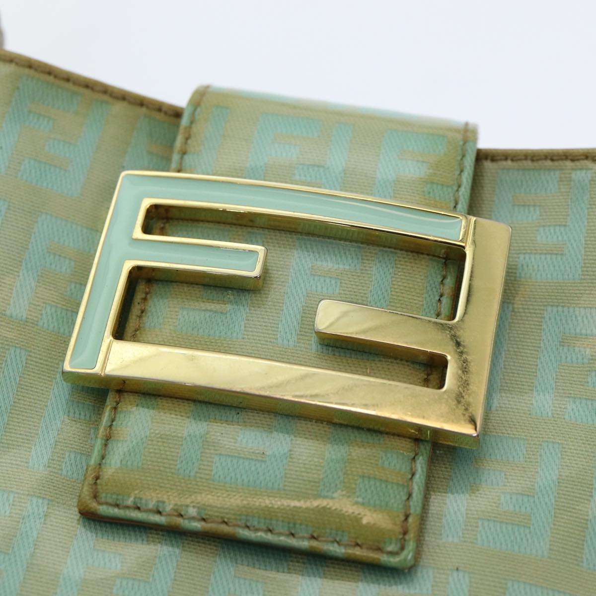 FENDI Zucchino Canvas Mamma Baguette Hand Bag Enamel Auth 83669