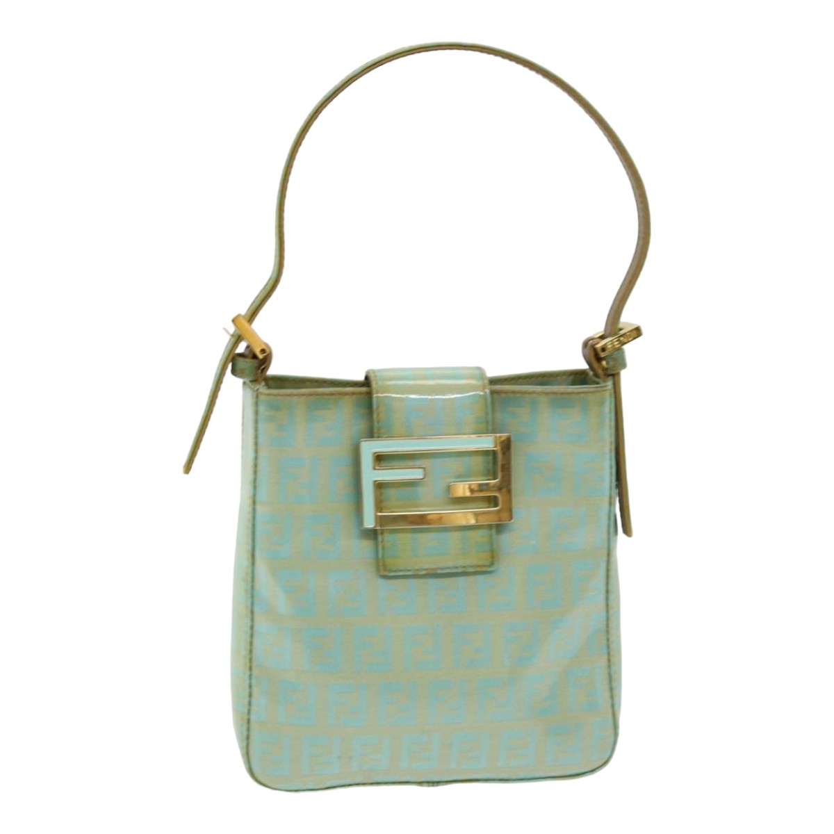 FENDI Zucchino Canvas Mamma Baguette Hand Bag Enamel Auth 83669