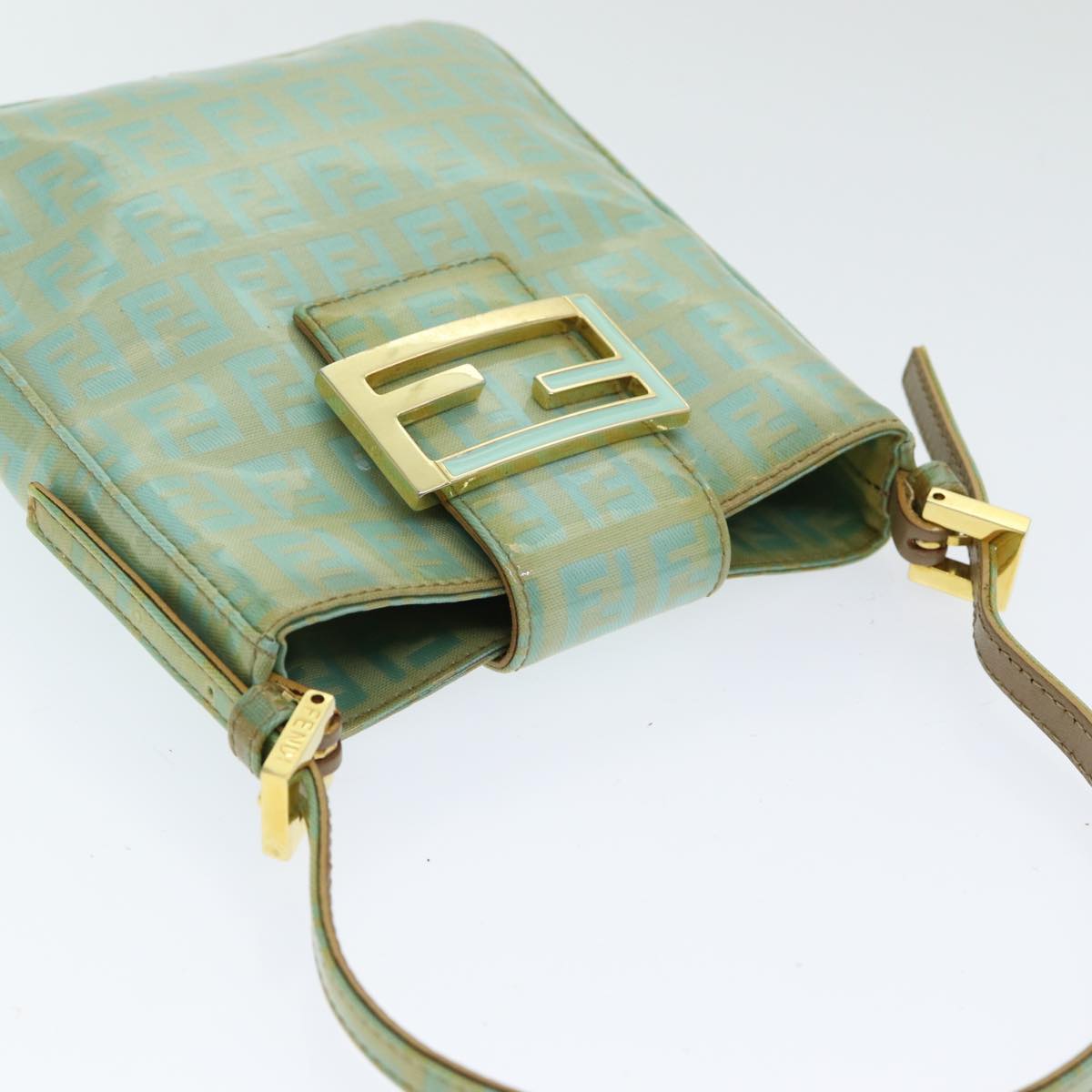 FENDI Zucchino Canvas Mamma Baguette Hand Bag Enamel Auth 83669