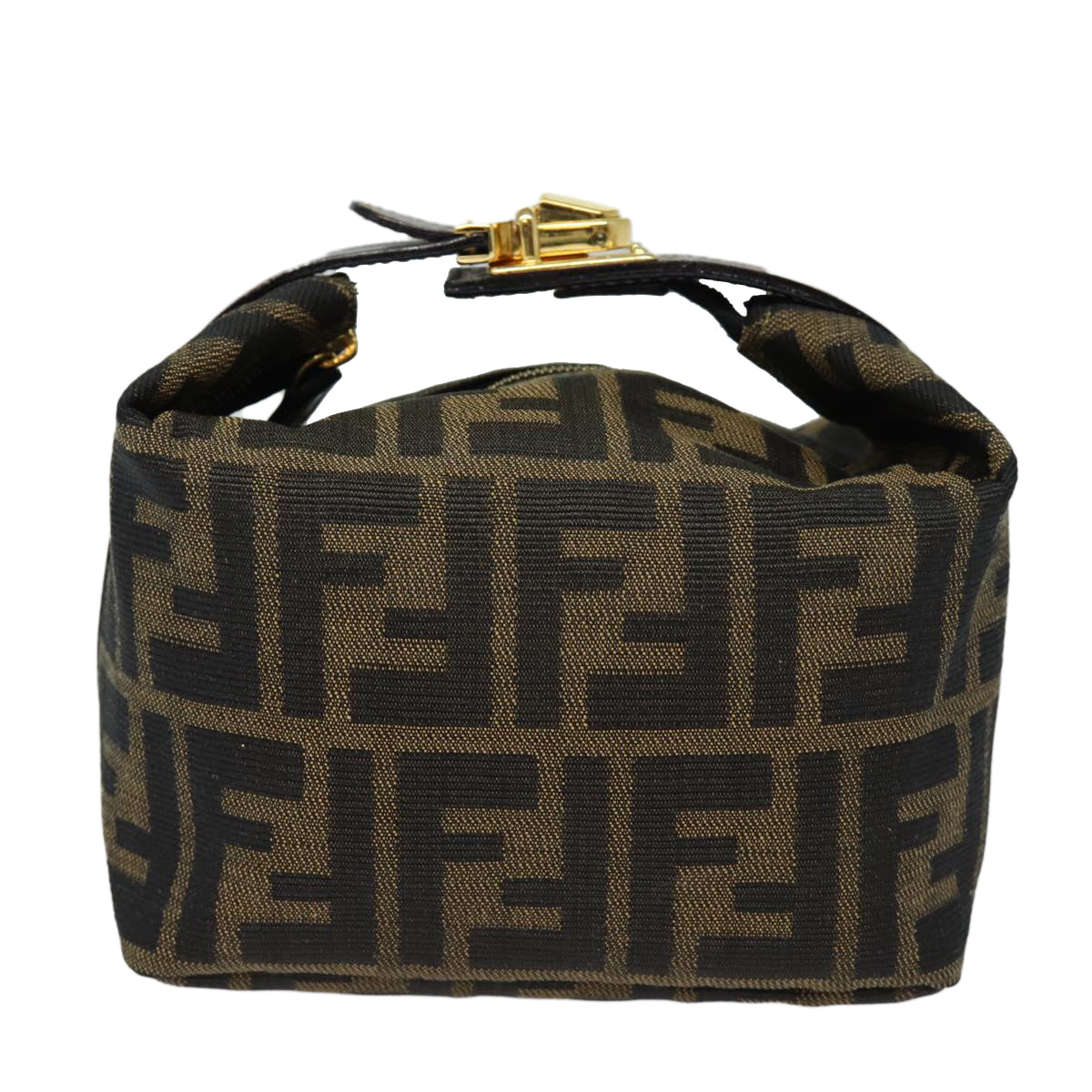 FENDI Zucca Canvas Hand Bag Brown Black Auth 83670