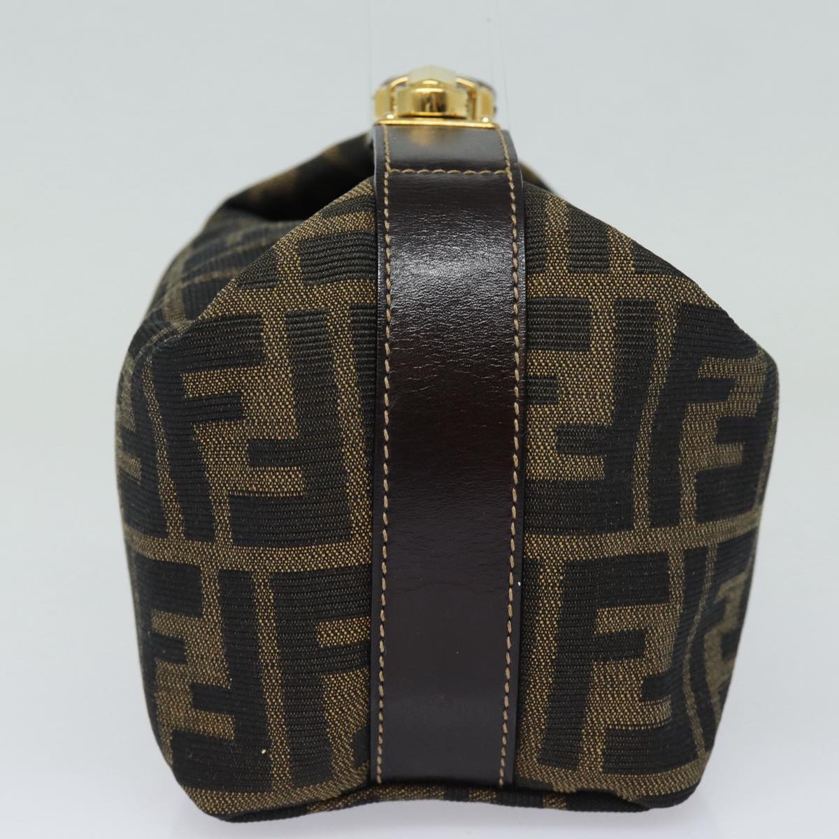 FENDI Zucca Canvas Hand Bag Brown Black Auth 83670