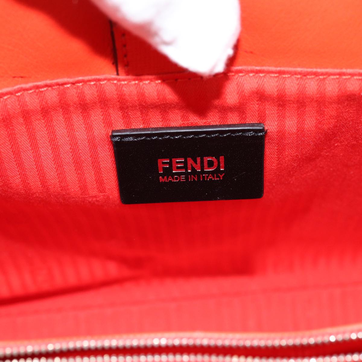 FENDI Hand Bag Leather 2way Orange Auth 83672