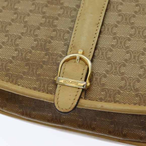 CELINE Macadam Canvas Umhängetasche PVC Leder Beige Auth 83677