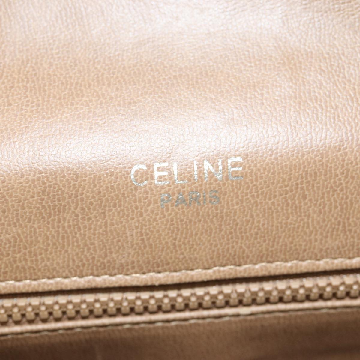 CELINE Macadam Canvas Shoulder Bag PVC Leather Beige Auth 83677