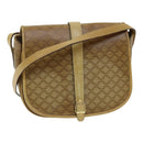 CELINE Macadam Canvas Shoulder Bag PVC Leather Beige Auth 83677-1