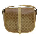CELINE Macadam Canvas Shoulder Bag PVC Leather Beige Auth 83677-13