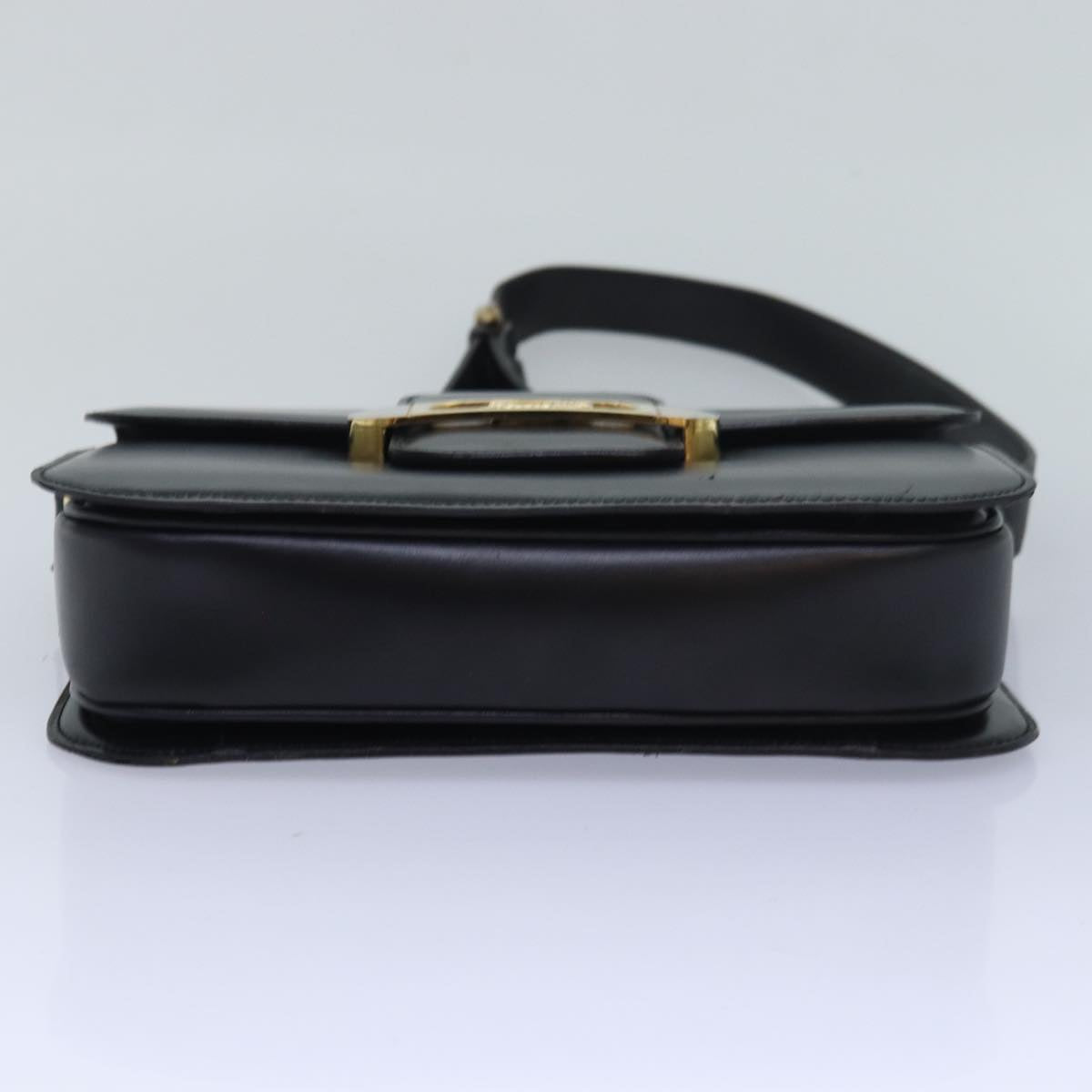 CELINE Shoulder Bag Leather Black Auth 83680