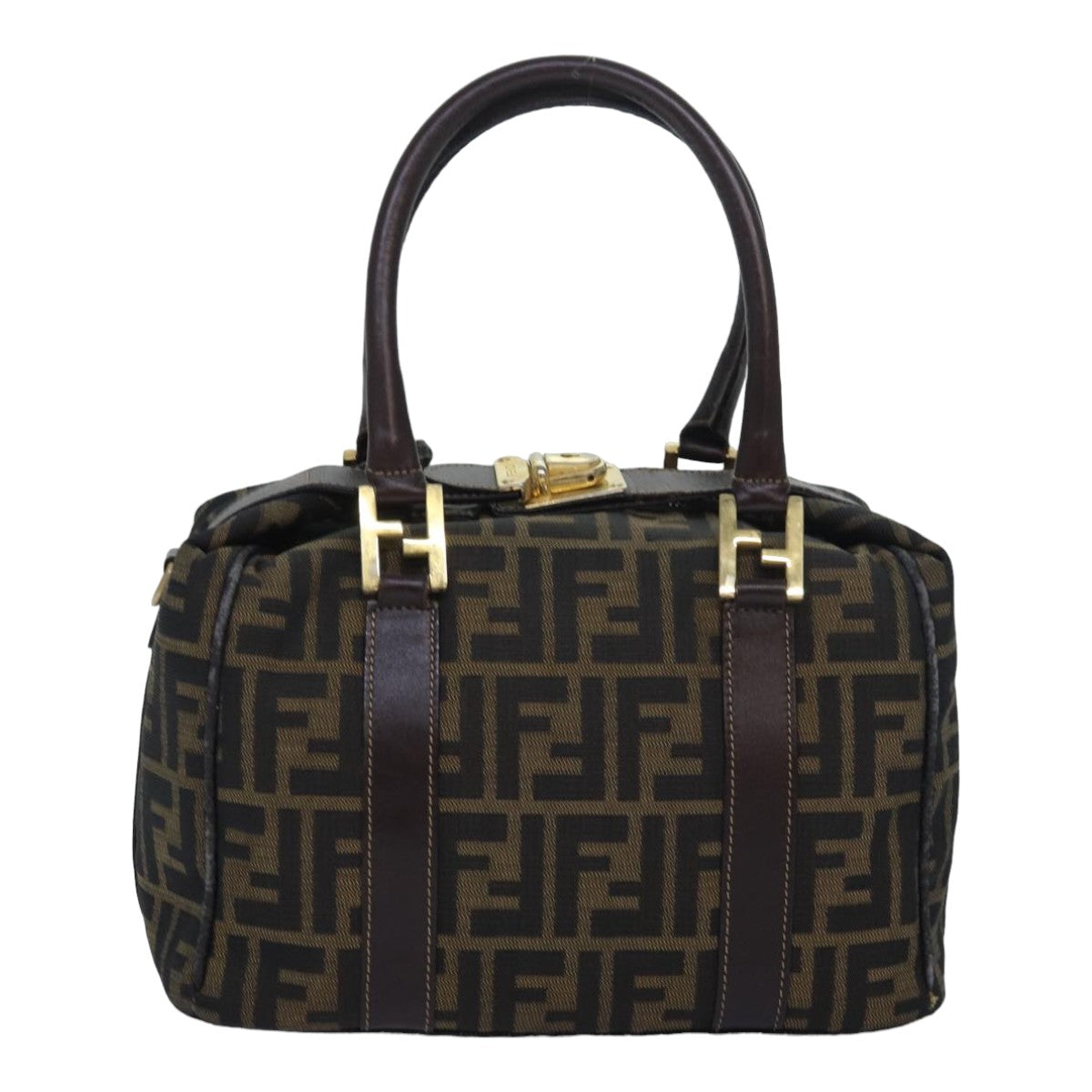 FENDI Zucca Canvas Hand Bag Brown Black Auth 83684 - 0