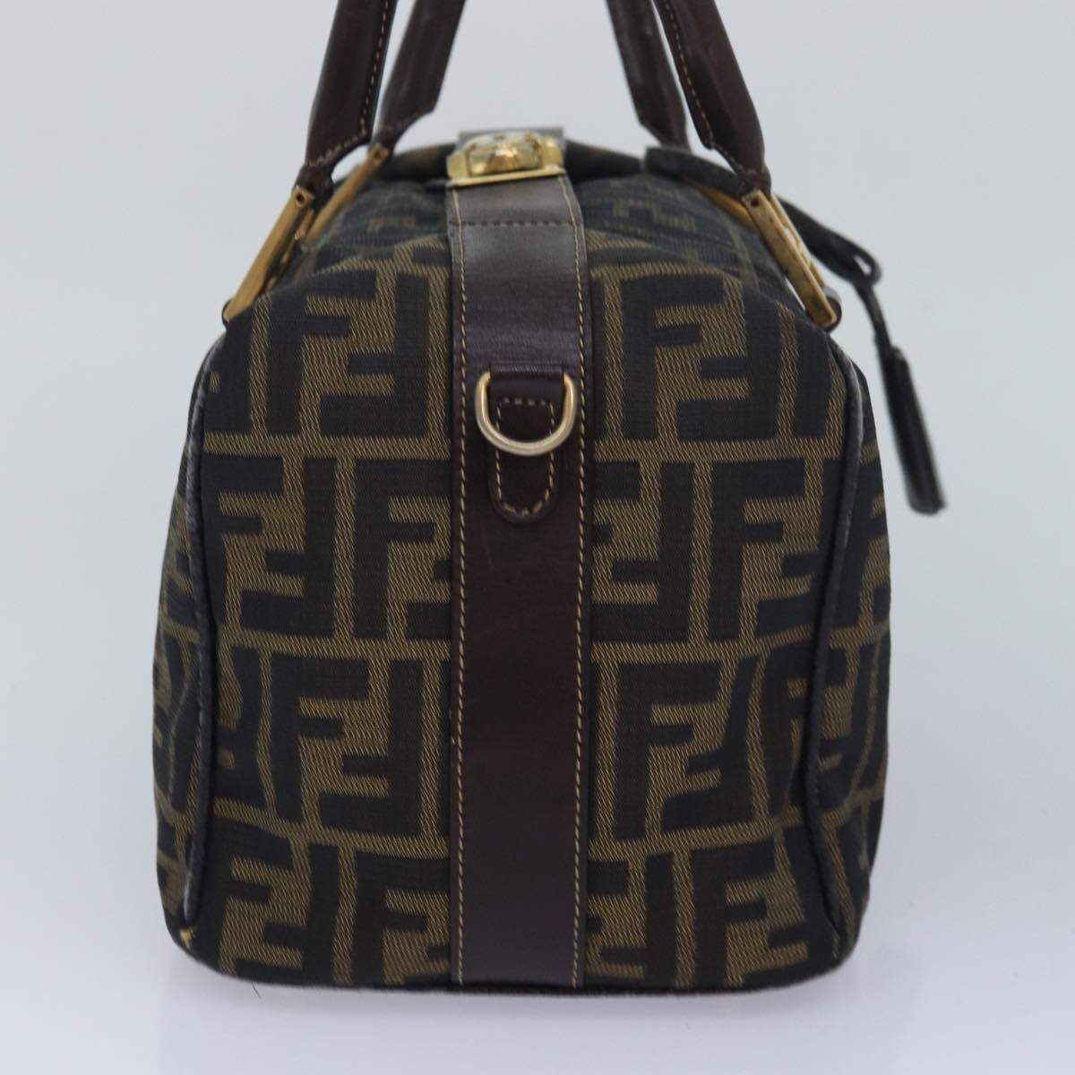 FENDI Zucca Canvas Hand Bag Brown Black Auth 83684