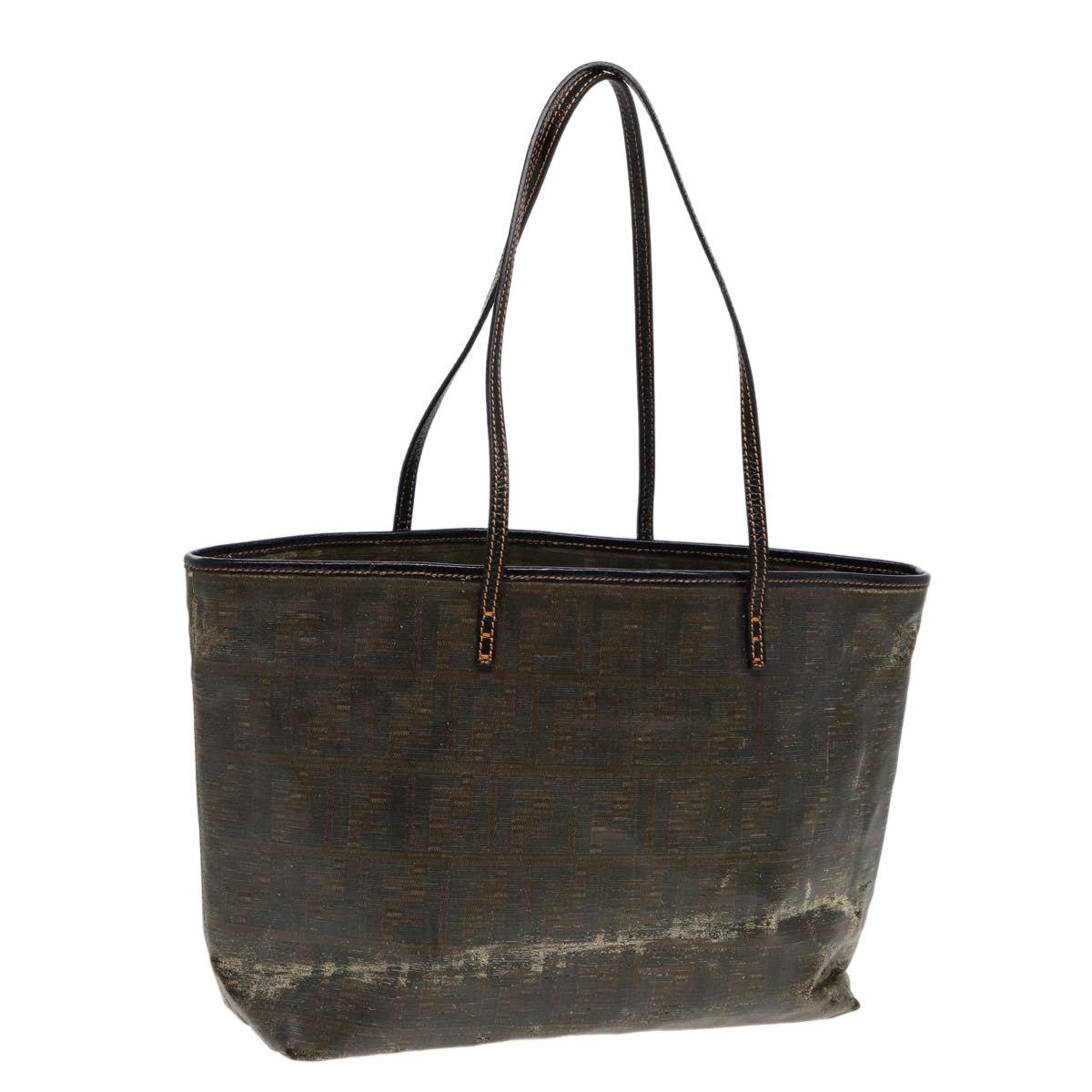 FENDI Zucca Canvas Tote Bag Brown Black Auth 83688