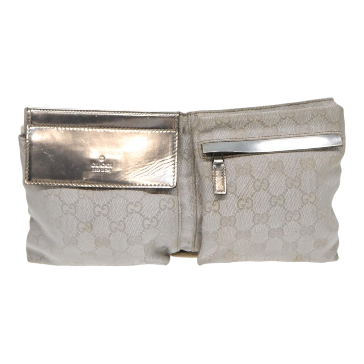 GUCCI GG Canvas Waist bag Silver 28566 Auth 83709 - 0