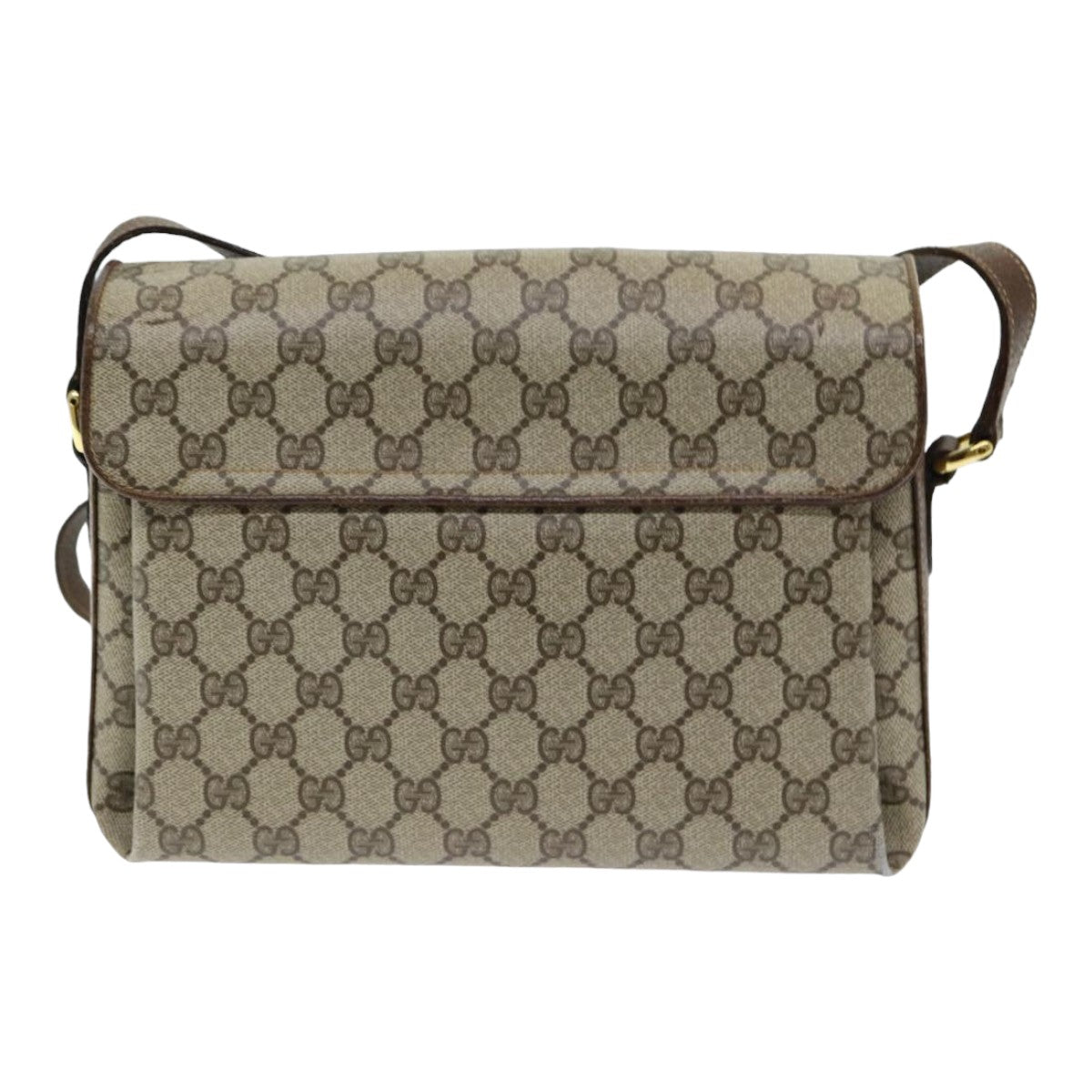 GUCCI GG Supreme Web Sherry Line Shoulder Bag PVC Beige Auth 83722 - 0