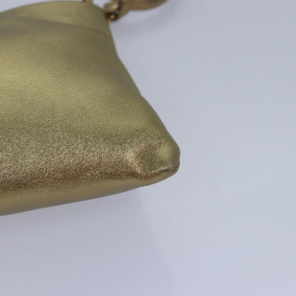 Salvatore Ferragamo Gancini Shoulder Bag Leather Gold Auth 83734