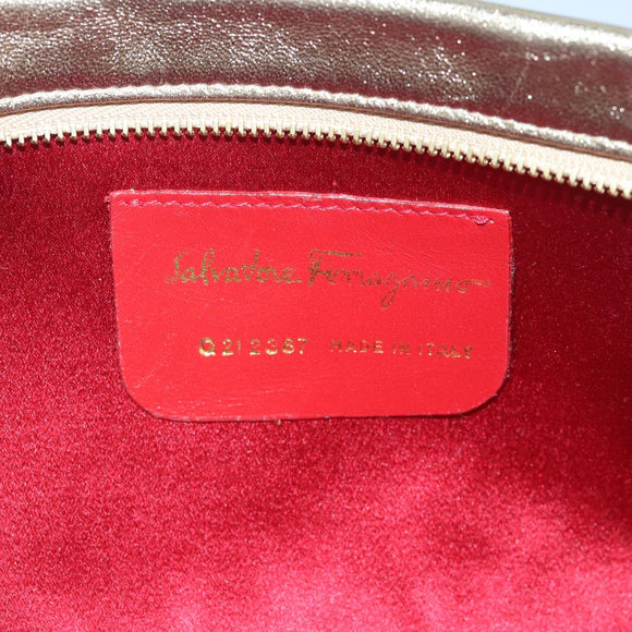 Salvatore Ferragamo Gancini Umhängetasche Leder Gold Original 83734