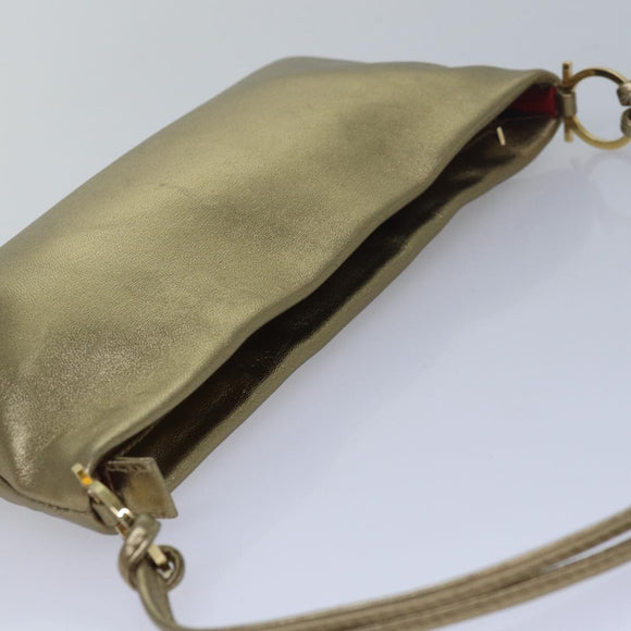 Salvatore Ferragamo Gancini Umhängetasche Leder Gold Original 83734