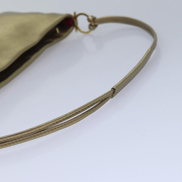 Salvatore Ferragamo Gancini Shoulder Bag Leather Gold Auth 83734