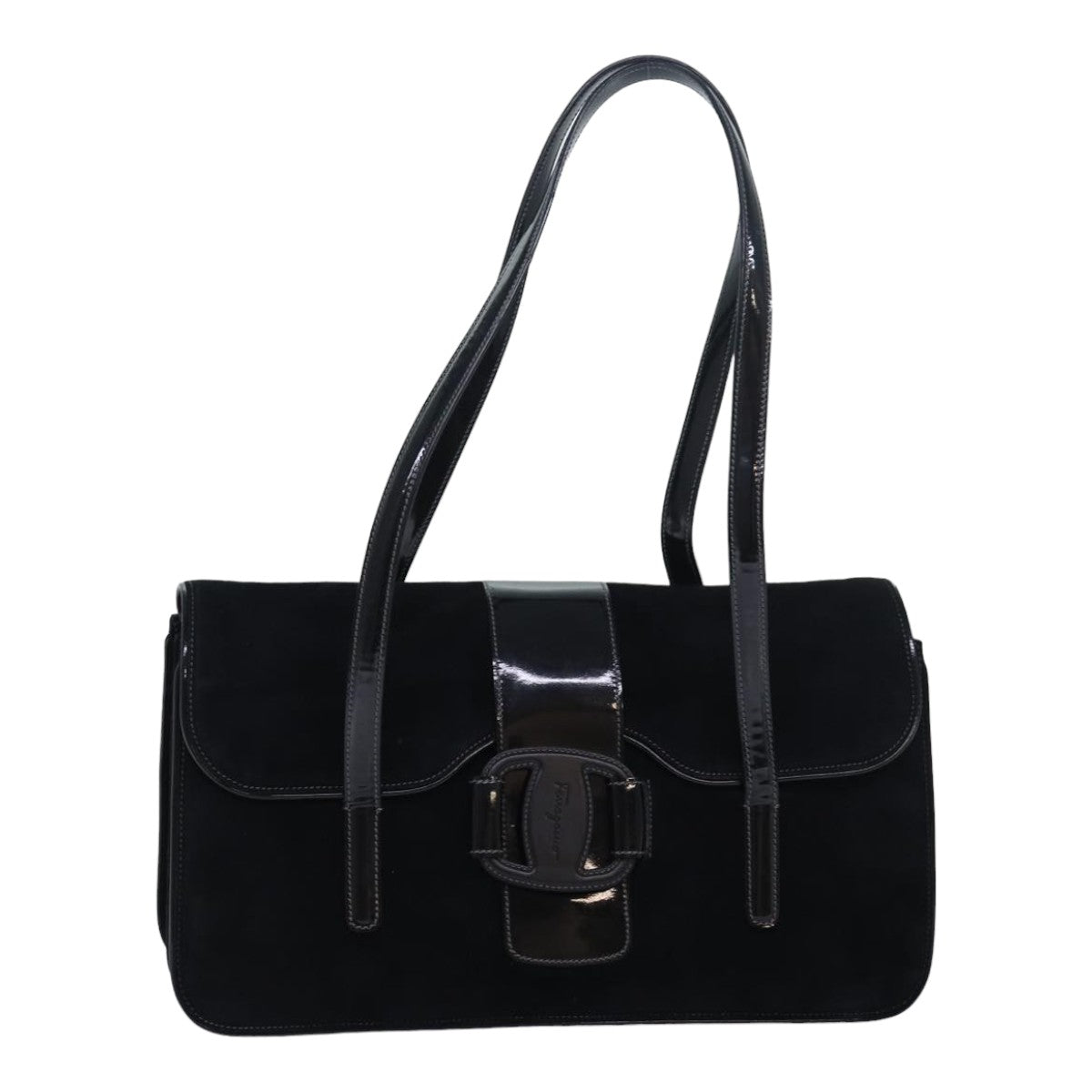 Shoulder Bag Suede Black Auth 83736