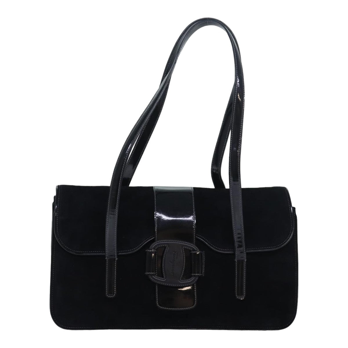 Shoulder Bag Suede Black Auth 83736 - 0