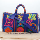 LOUIS VUITTON Monogram Flower Keepall Bandouliere 50 Bag Blue M21895 Auth 83744SM-12