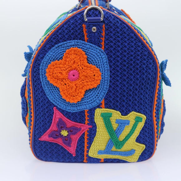 LOUIS VUITTON Monogram Flower Keepall Bandouliere 50 Bag Blue M21895 Auth 83744SM