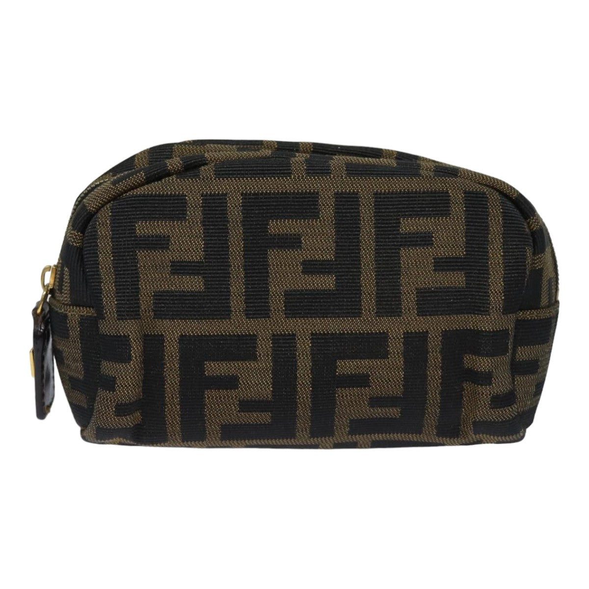 FENDI Zucca Canvas Pouch Black Brown Auth 83766