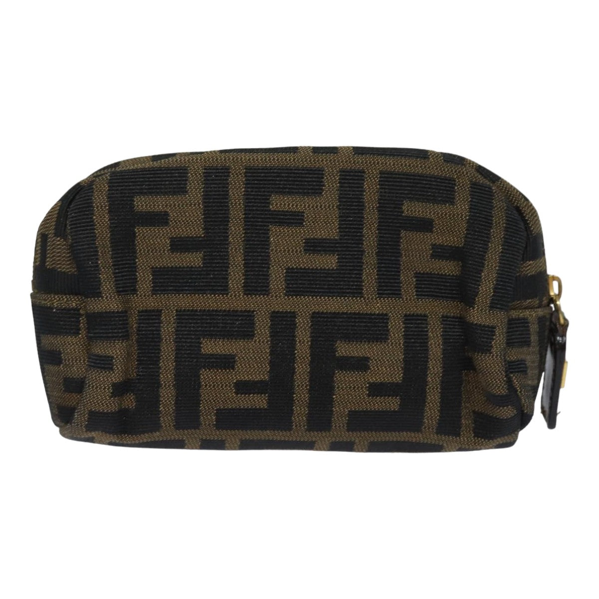 FENDI Zucca Canvas Pouch Black Brown Auth 83766 - 0