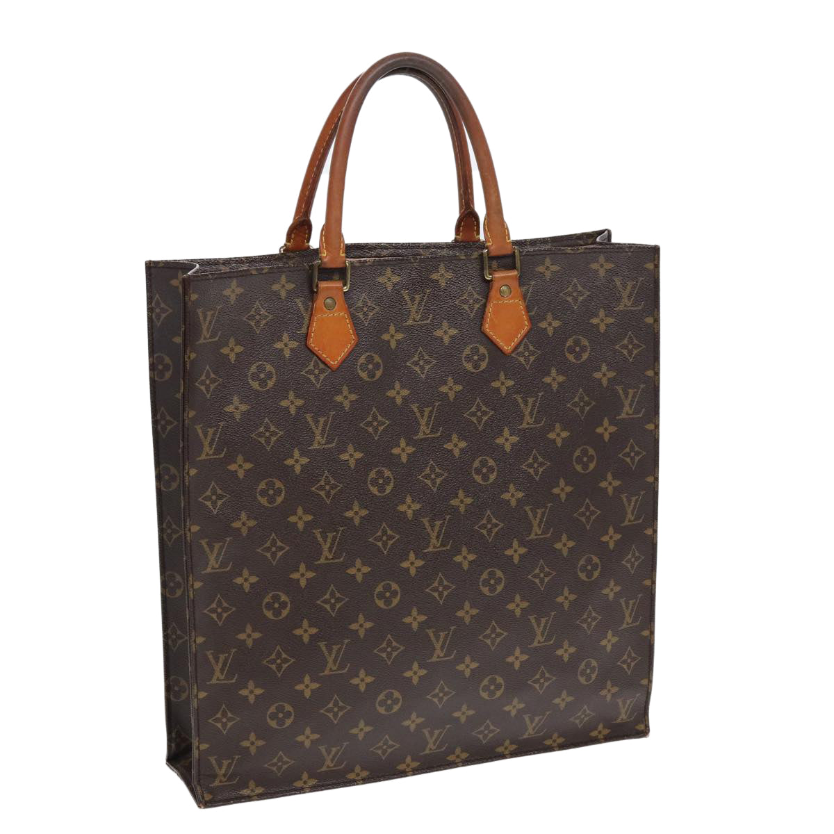 LOUIS VUITTON Monogram Sac Plat Hand Bag M51140 LV Auth 83776