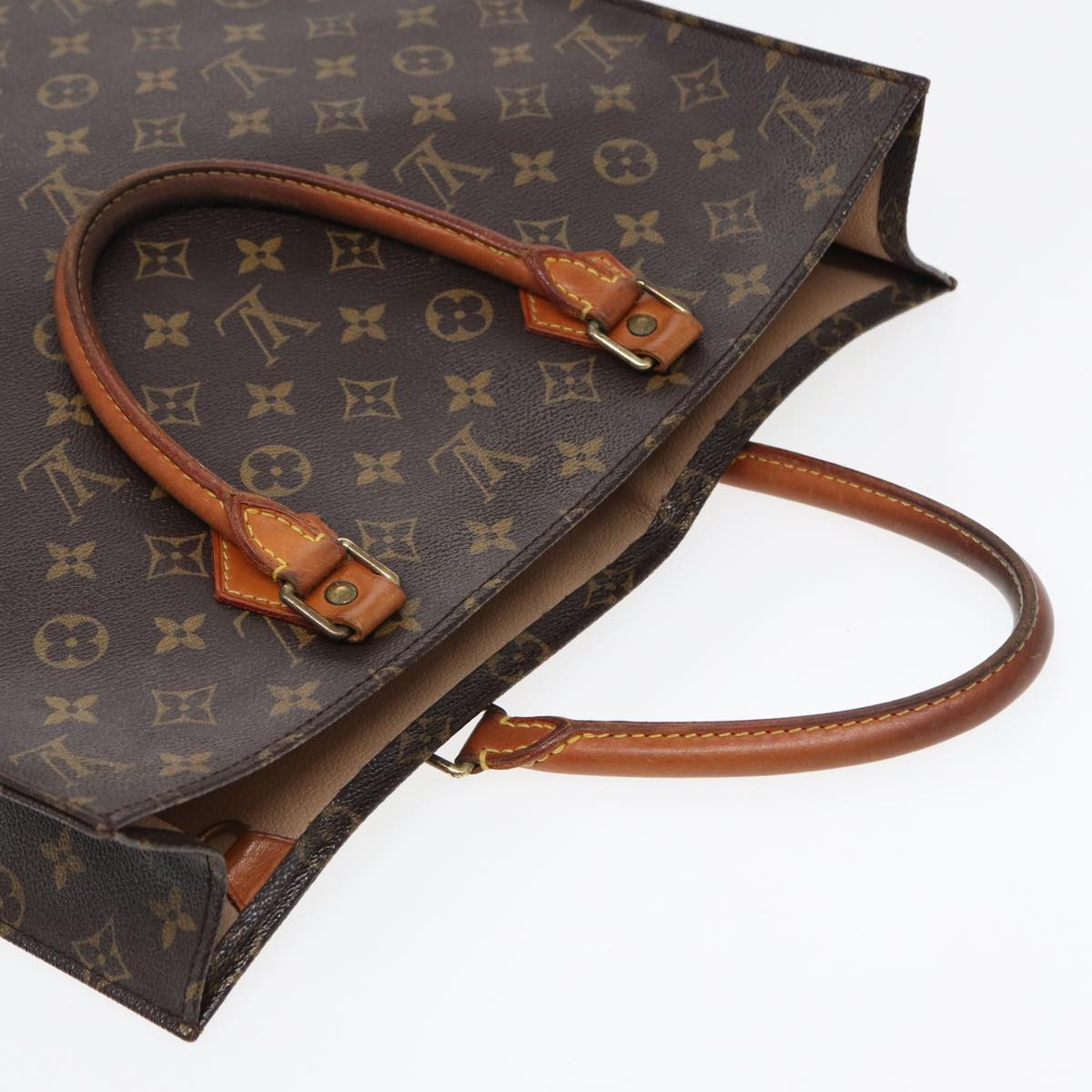 LOUIS VUITTON Monogram Sac Plat Hand Bag M51140 LV Auth 83776