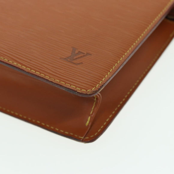 LOUIS VUITTON Epi Pochette Homme Clutch Bag Brown Zipang gold M52528 Auth 83787