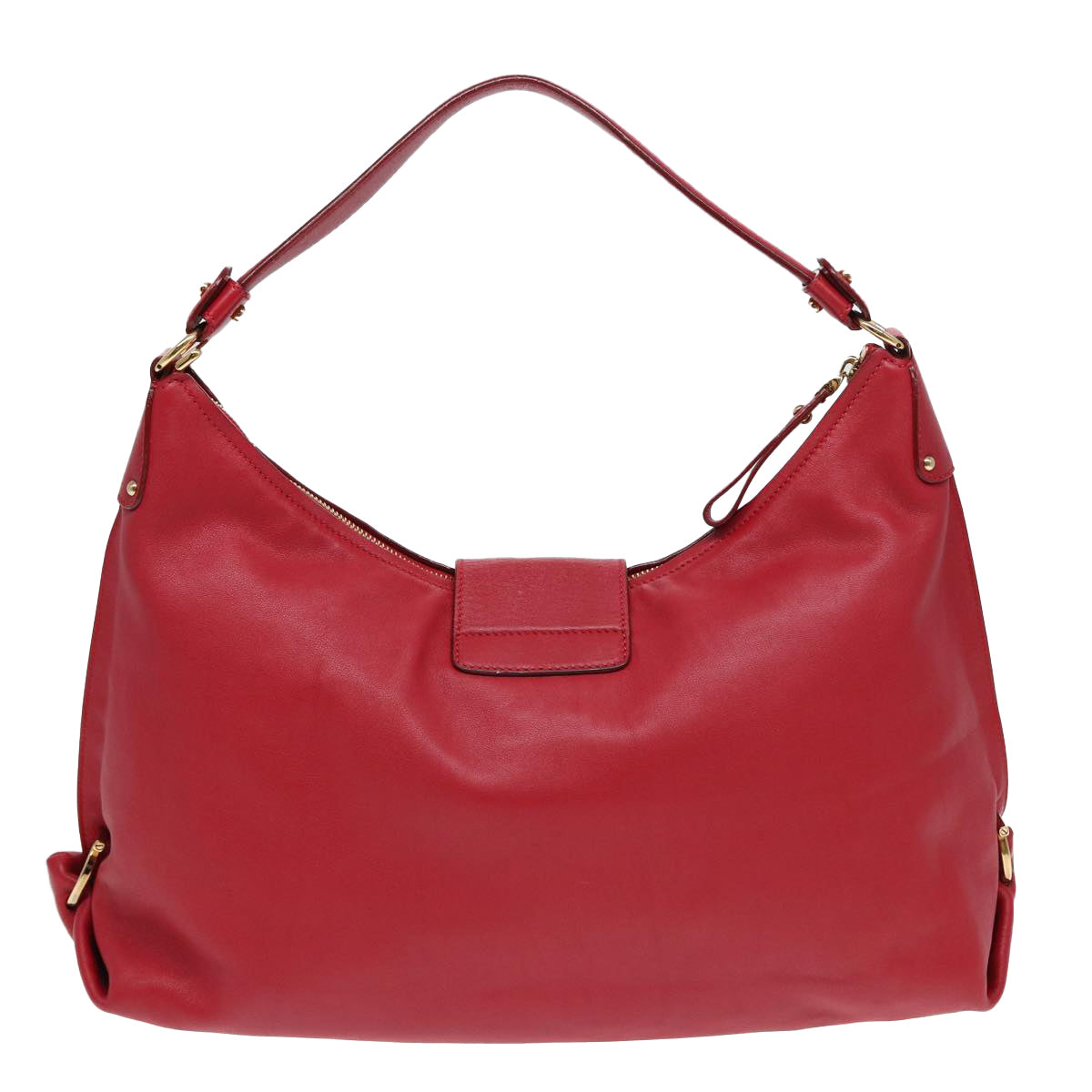 Salvatore Ferragamo Gancini Shoulder Bag Leather Red Auth 83804