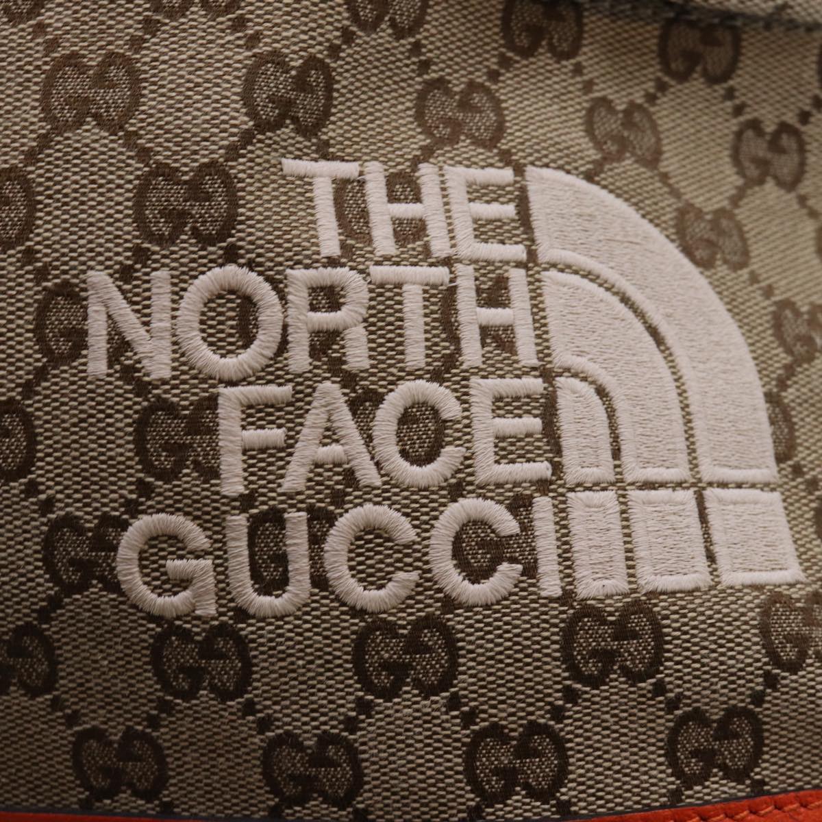 GUCCI THE NORTH FACE GG Backpack Beige Orange 650288 GY5TN 8893 Auth 83811