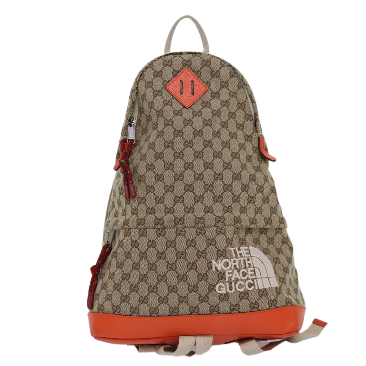 GUCCI THE NORTH FACE GG Backpack Beige Orange 650288 GY5TN 8893 Auth 83811