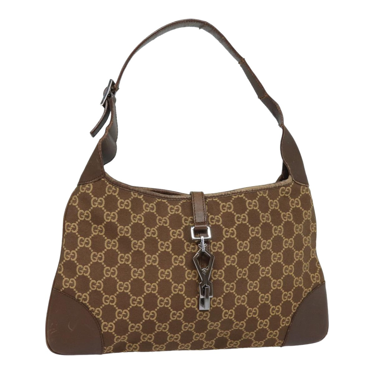 GUCCI GG Canvas Jackie Shoulder Bag Brown Auth 83815