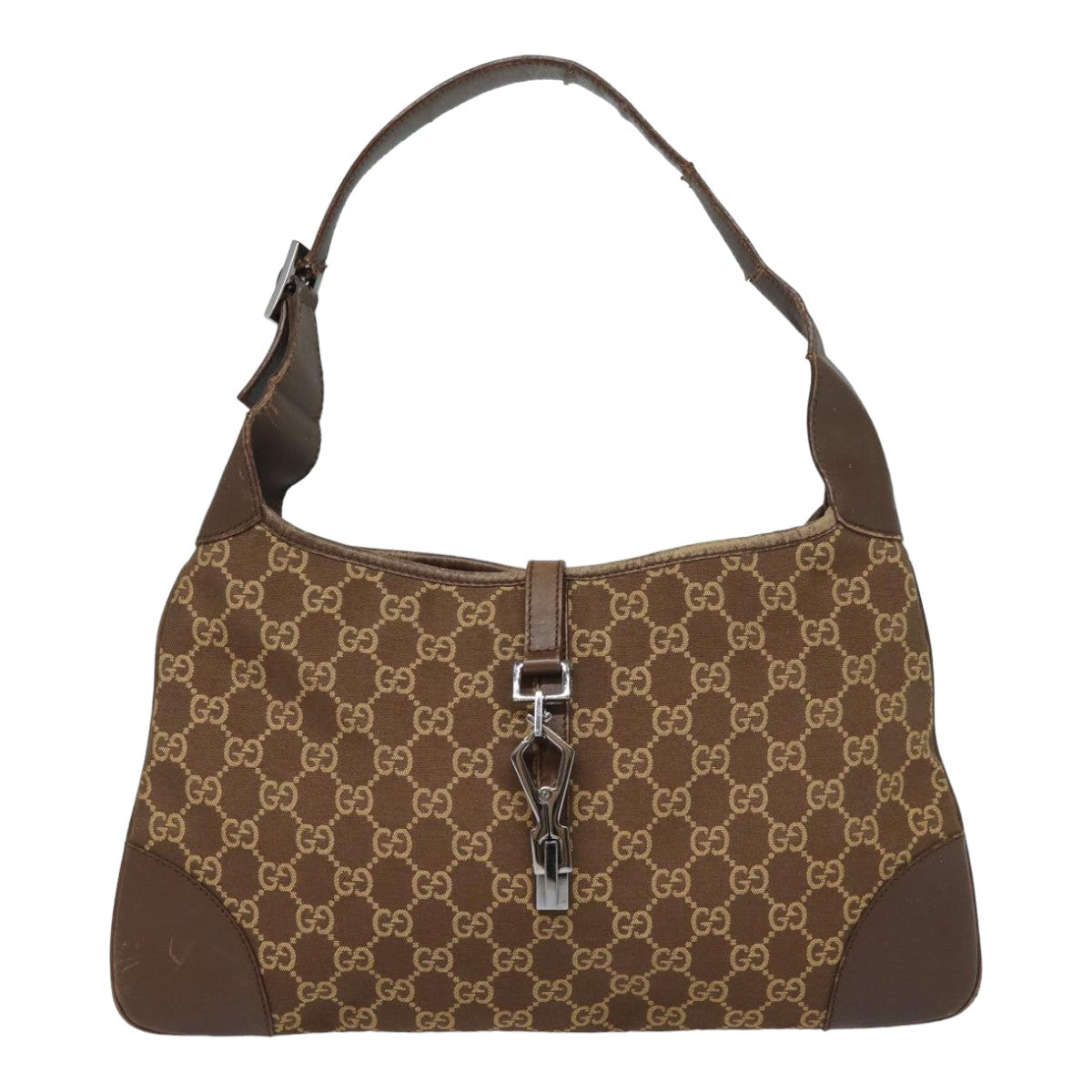 GUCCI GG Canvas Jackie Shoulder Bag Brown Auth 83815