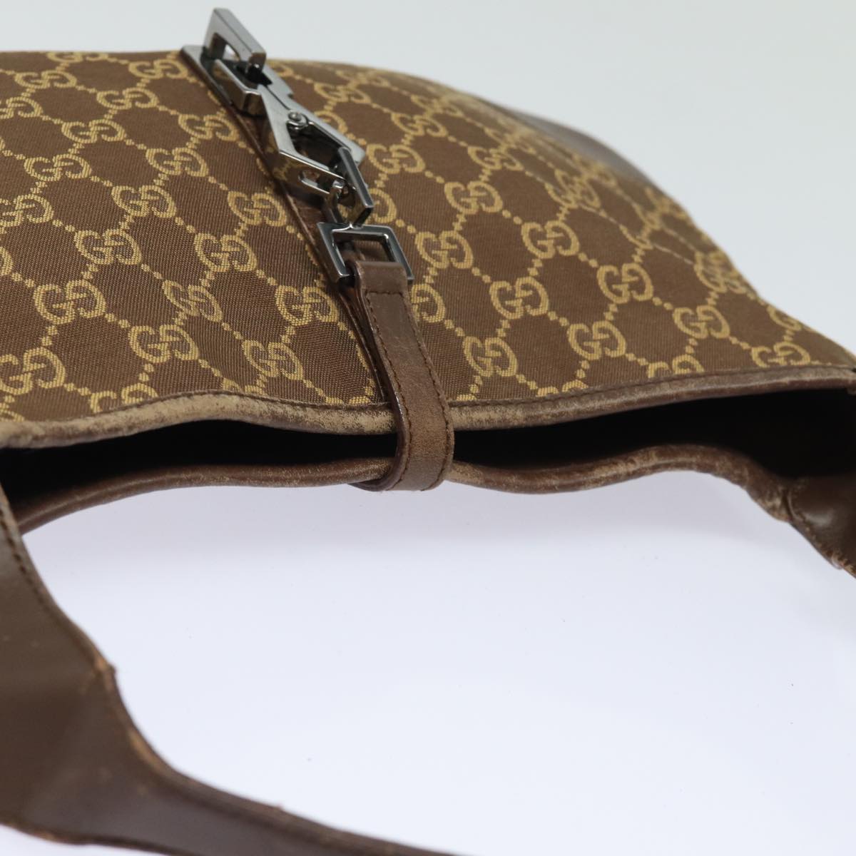 GUCCI GG Canvas Jackie Shoulder Bag Brown Auth 83815