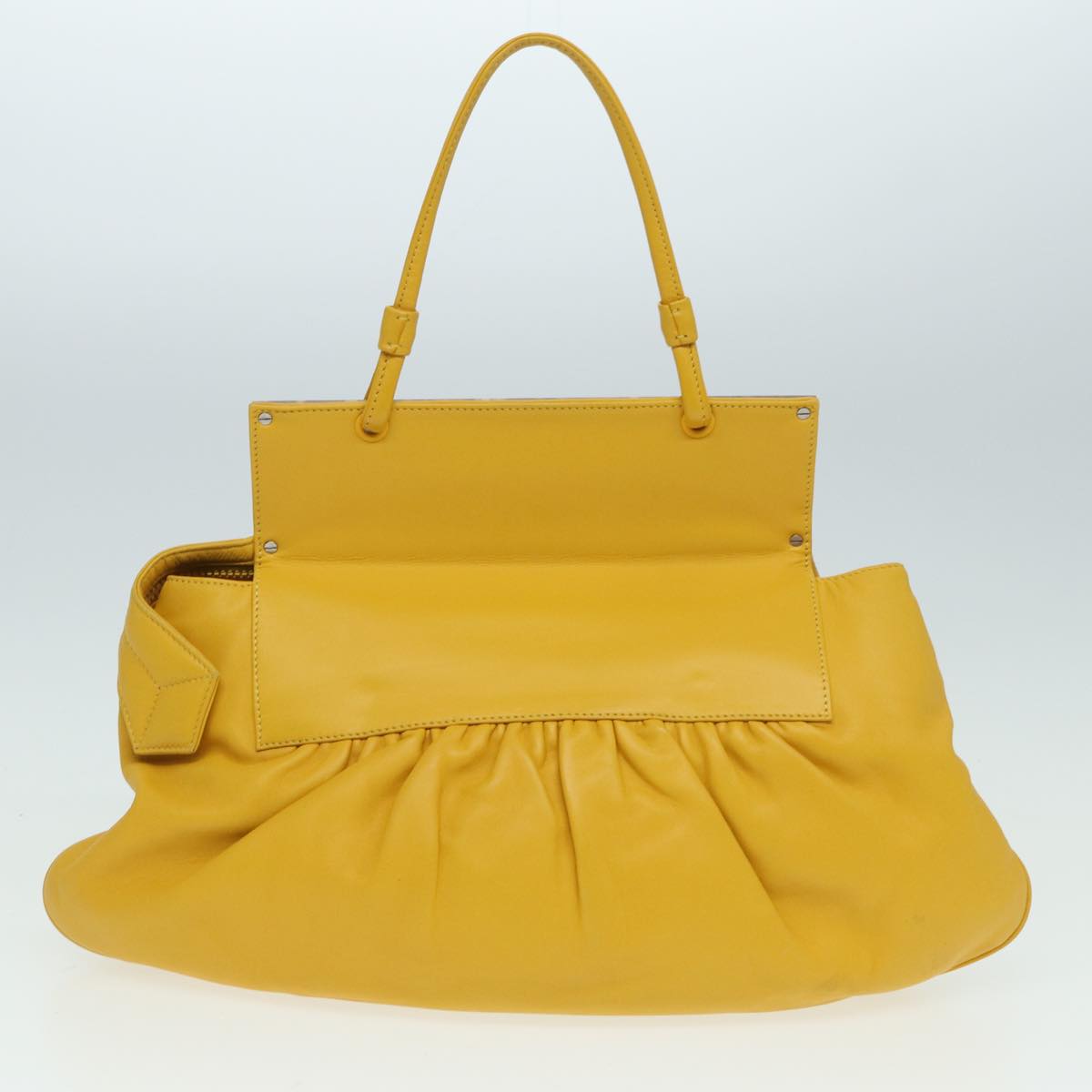 FENDI Hand Bag Leather Yellow Auth 83832 - 0