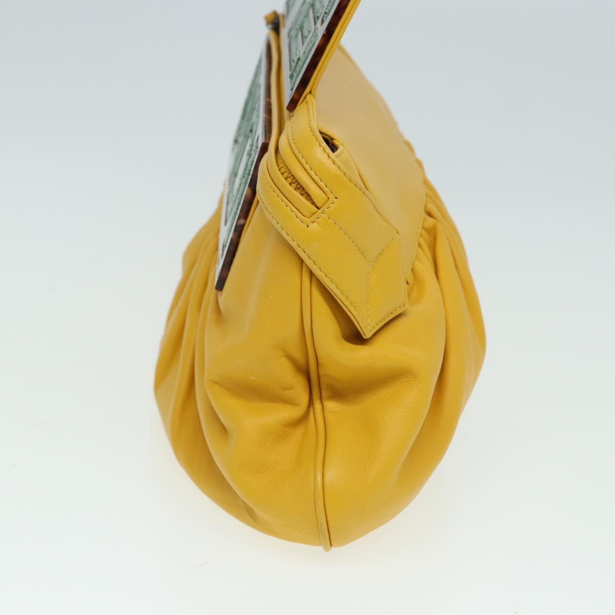 FENDI Hand Bag Leather Yellow Auth 83832