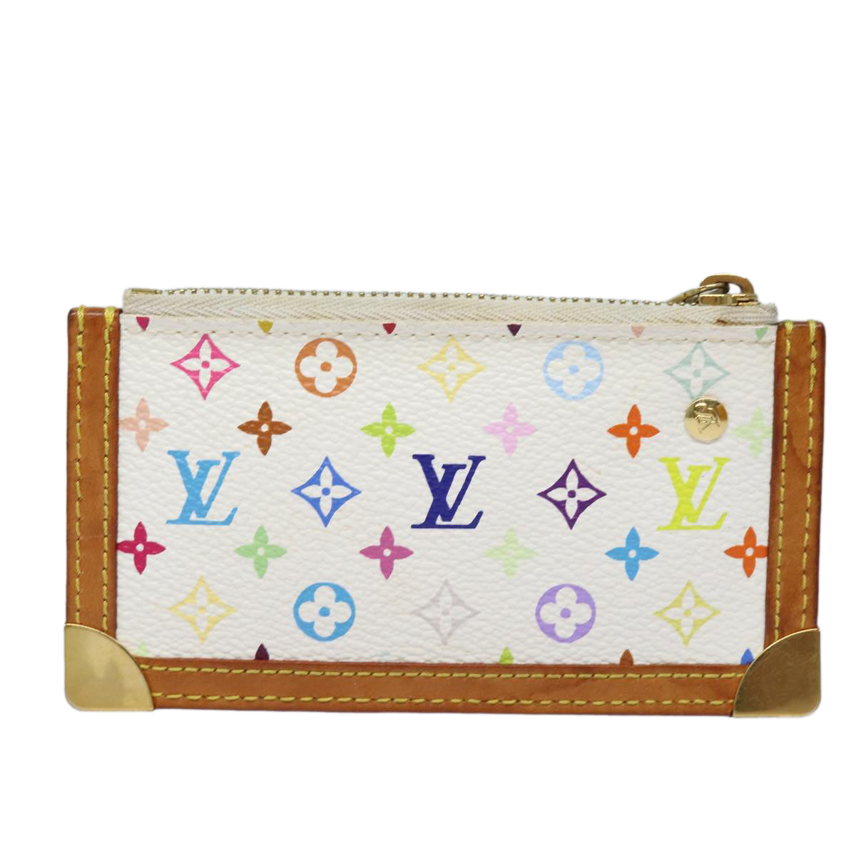 LOUIS VUITTON Monogram Multicolor Pochette Cles Purse White M92655 Auth 83861 - 0