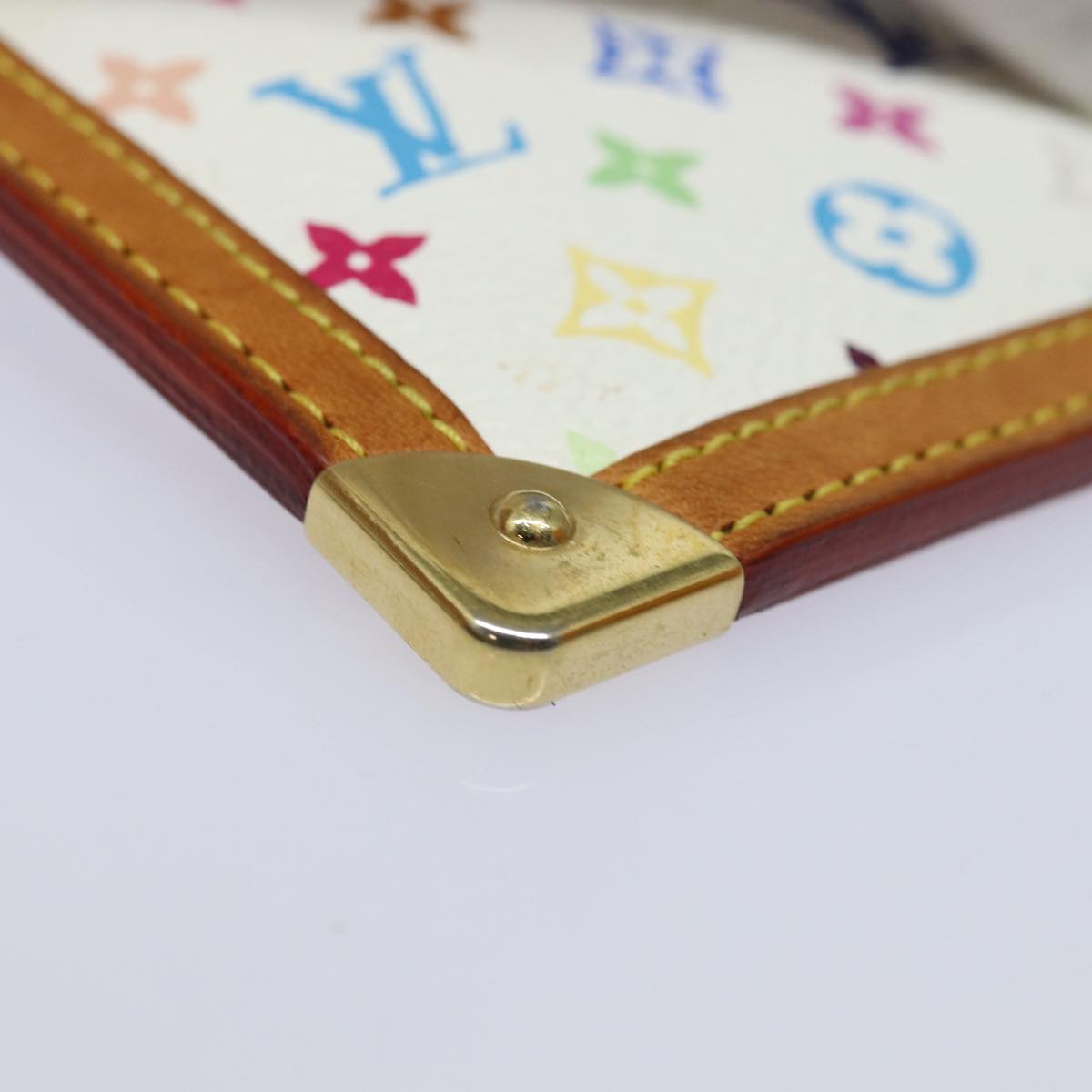 LOUIS VUITTON Monogram Multicolor Pochette Cles Purse White M92655 Auth 83861